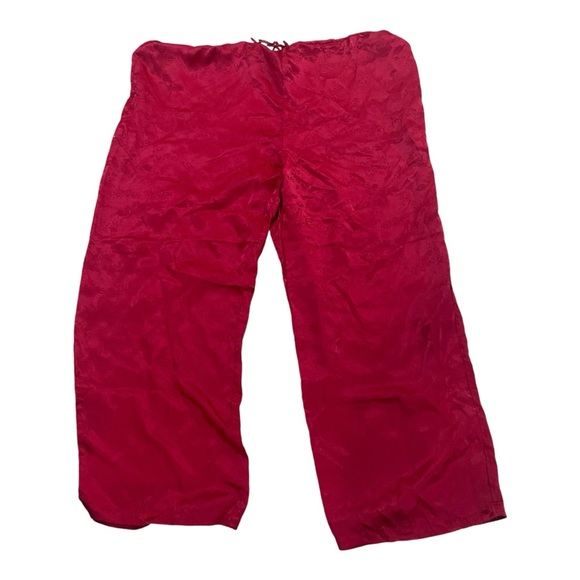 August Silk 100% Silk Vintage Pajama Set Top Bottom Sz 1X Red - Picture 5 of 7